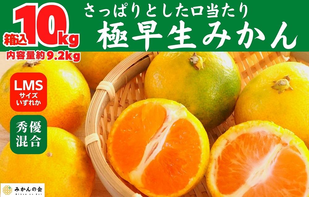 みかん 極早生 箱込 10kg (内容量約 9.2kg) S/M/Lサイズのいずれか 秀品 優品 混合 有田みかん 和歌山県産 【みかんの会】［2026年10月上旬頃より順次発送予定］