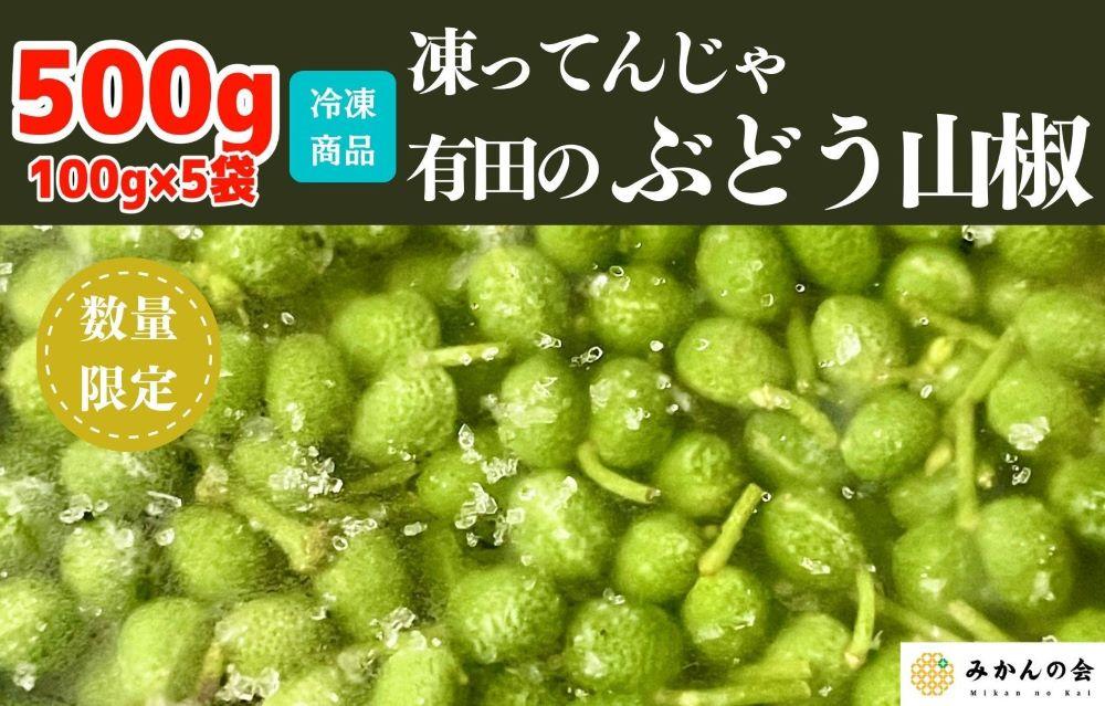 【6月下旬出荷予定】冷凍山椒 凍ってんじゃ ぶどう山椒 500g ( 100g × 5袋 ) 和歌山県産 【みかんの会】