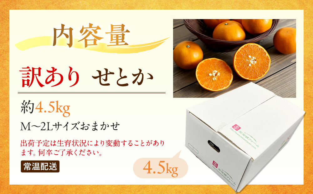 訳あり せとか 4.5kg M～2Lサイズおまかせ 高石垣ファーム
