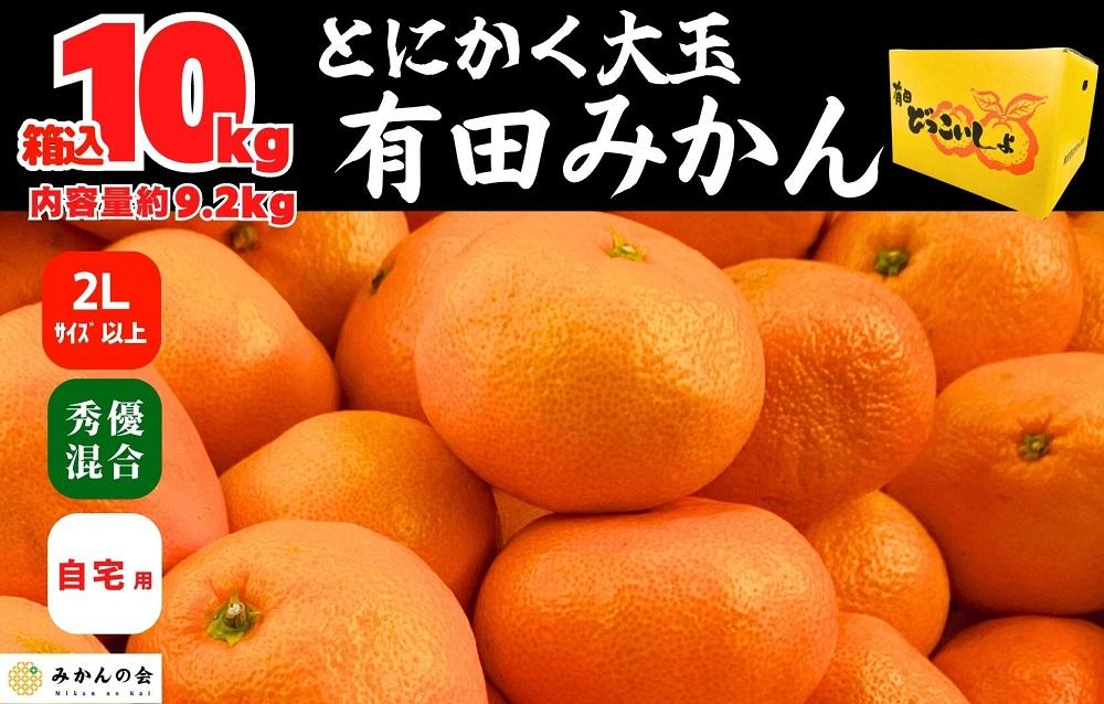 みかん 大玉 どっこいしょ 箱込 10kg ( 内容量約 9.2kg ) 2Lサイズ以上 秀品 優品 混合 有田みかん 和歌山県産 産地直送 家庭用［2026年11月中旬より順次出荷予定］［みかんの会］