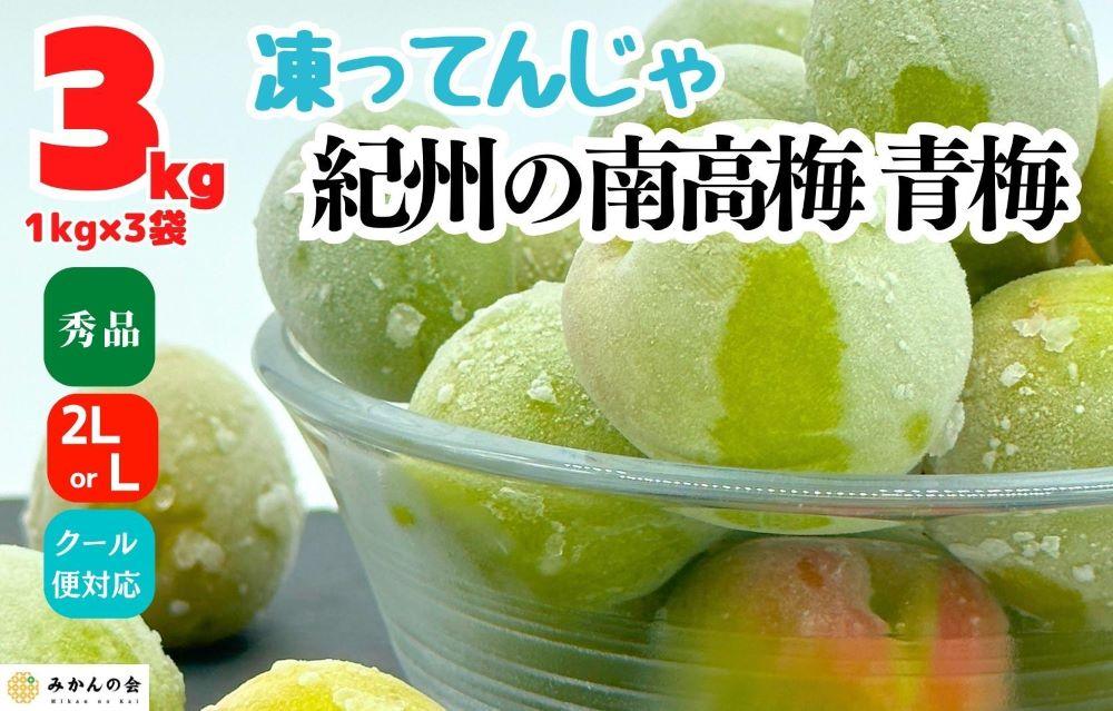 【2026年7月上旬～出荷予定】梅 冷凍 青梅 南高梅 3kg ( 1kg × 3袋 ) 秀品 2L or Lサイズ 和歌山県産 紀州有田  【みかんの会】