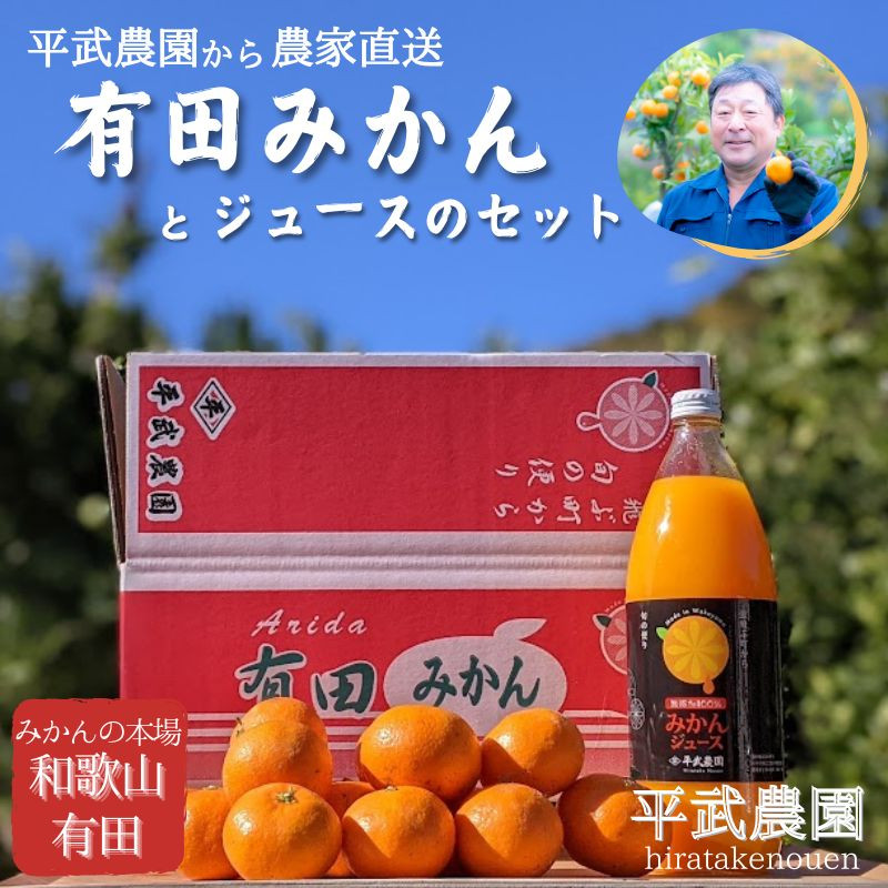 農家直送！有田みかん（約8kg Sサイズ 秀品）とジュースのセット 平武農園 ～蛍飛ぶ町から旬の便り～