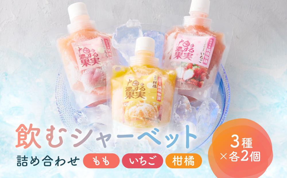 CAS凍結 和歌山県産 飲む シャーベット 詰め合わせ 約150g × 6個 合計約900g もも いちご 柑橘 各種2個ずつ