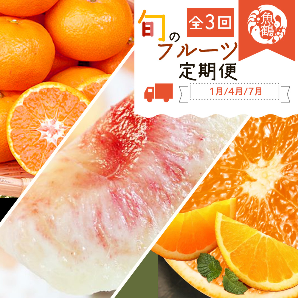 〈定期便〉【1・4・7月 全3回】魚鶴商店のフルーツ定期便（みかん・オレンジ・桃）◇
