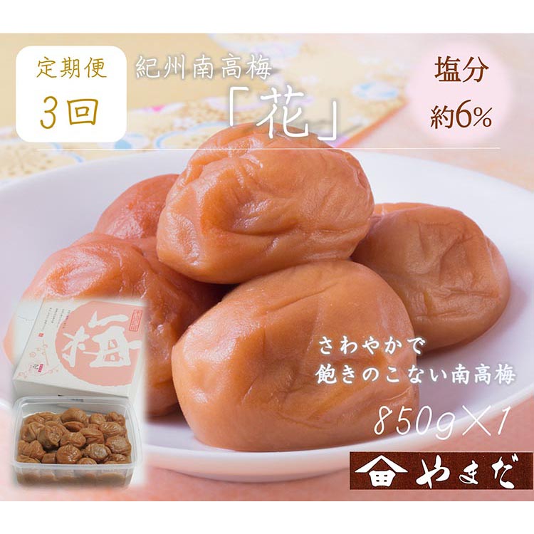 【定期便3回】紀州南高梅「花」塩分約6％（850g）