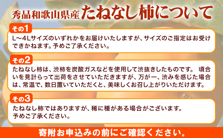 ◆先行予約◆和歌山産たねなし柿（L〜4Lサイズおまかせ）約7.5kg・秀品 《2025年10月上旬-11月中旬頃出荷》 和歌山県 日高町 かき 種なし