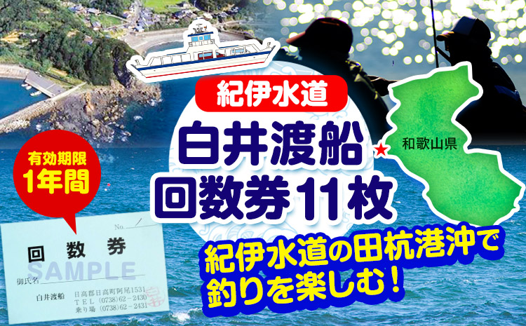 紀伊水道 白井渡船回数券  11枚《90日以内に出荷予定(土日祝除く)》和歌山県  日高町 紀伊水道 釣り 沖 グレ 船 渡船 回数券