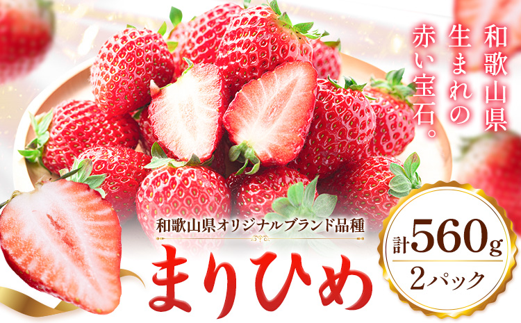 【先行予約】いちご 和歌山県産 紀州和歌山 ブランド いちご まりひめ 2パック 560g 株式会社魚鶴商店 《1月上旬-2月下旬頃出荷》 和歌山県 日高町 フルーツ 果物 スイーツ 甘い