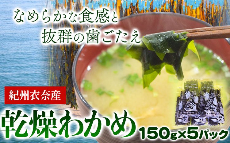 紀州衣奈産 乾燥わかめ 750g 150g×5パック 2024年産《30日以内に出荷予定(土日祝除く)》 和歌山県 日高町  ワカメ お味噌汁 サラダ 酢の物 スマイル