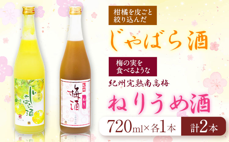 紀州完熟南高梅 ねりうめ酒 じゃばら酒 飲み比べセット 720ml×2本 厳選館 《90日以内に出荷予定(土日祝除く)》 和歌山県 日高町 酒 飲み比べ 1440ml