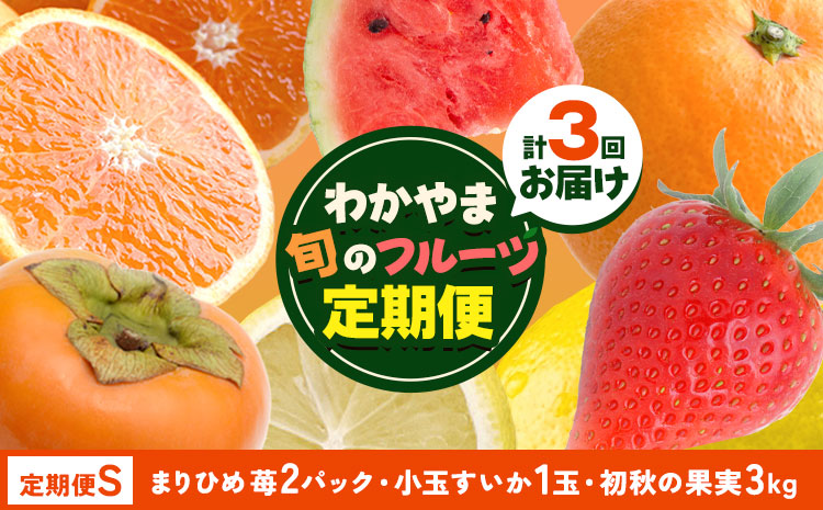 わかやま旬の フルーツ 定期便 [全3回]内容量 S 有田マルシェ[発送月固定・全3回出荷] 和歌山県 日高町 苺 いちご 柑橘 オレンジ 小玉 スイカ レモン みかん 有田 みかん 柿 果物 定期 柑橘 果物[配送不可地域あり]
