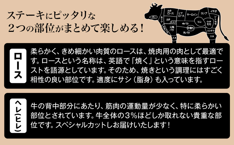 和歌山産 高級和牛 熊野牛 ステーキセット ロース ヘレ 約640g エバグリーン《30日以内に出荷予定(土日祝除く)》 和歌山県 日高町 牛 うし 牛肉 熊野牛 和牛 高級