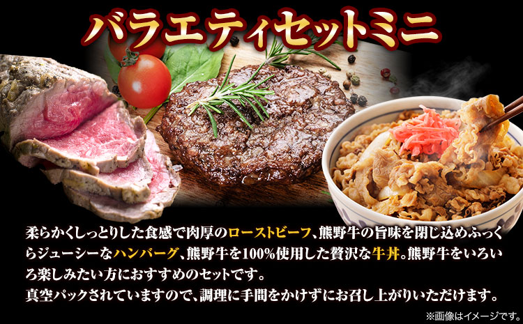 熊野牛 加工品バラエティセットミニ(粉山椒付) 澤株式会社(Meat Factory)《30日以内に出荷予定(土日祝除く)》 和歌山県 日高町 熊野牛 牛 うし 牛肉 加工品 ローストビーフ ハンバーグ 牛丼 山椒 送料無料