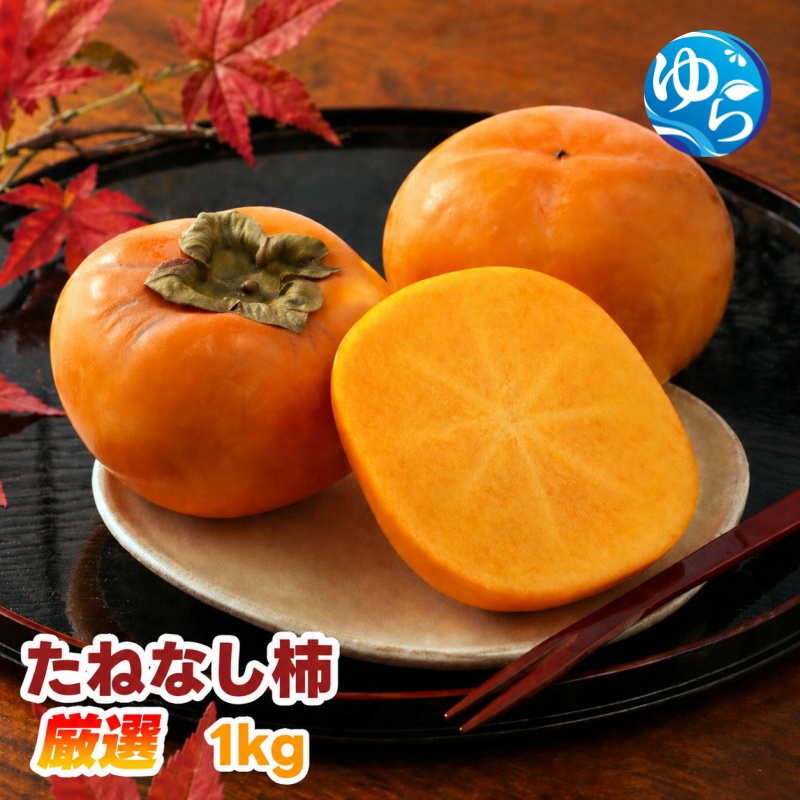 【ふるさと納税】 たねなし柿 1kg 厳選 / 柿 刀根早生 平核無柿 富有柿 ※2026年9月下旬から11月上旬に順次発送 ※北海道・沖縄・離島への配送不可  【ikd504-p-1】