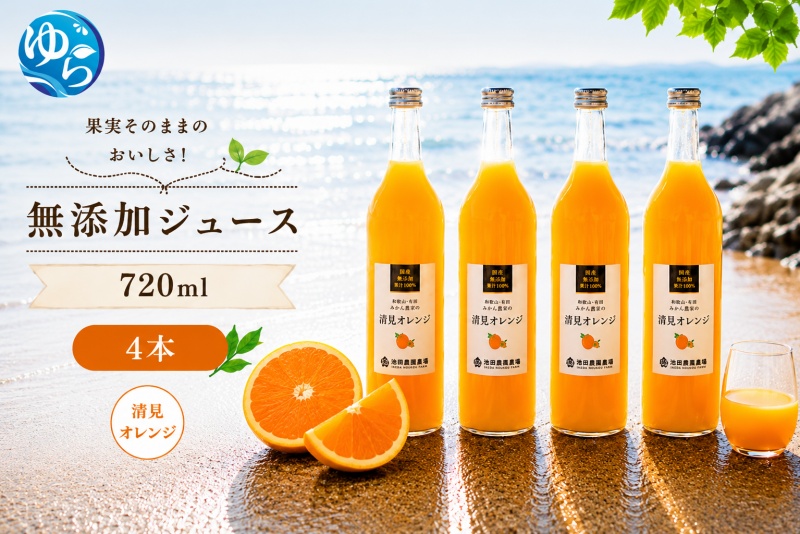 清見 オレンジ 100% ジュース / 清見オレンジ ストレート 果汁 無添加 柑橘 和歌山 14000円 720ml ※北海道・沖縄・離島への配送不可 //drink [ikd100-kiy720-4]