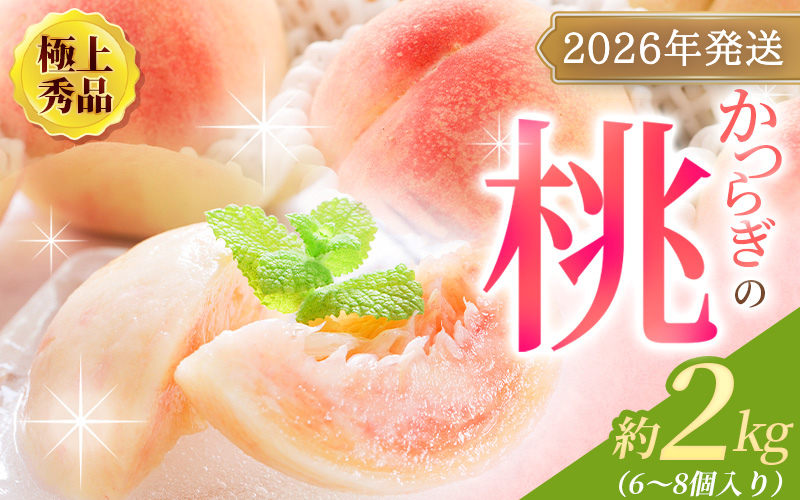 桃 【2026年発送先行予約】桃 極上秀品 約2kg 6〜8個入【2026年6月末頃〜2026年8月末頃に順次発送予定】（お届け日指定不可） こだわり農家厳選 桃 モモ 白鳳 フルーツ 果物 くだもの 人気 産地直送 厳選 甘い 予約 もも フルーツ王国【kgr001A】