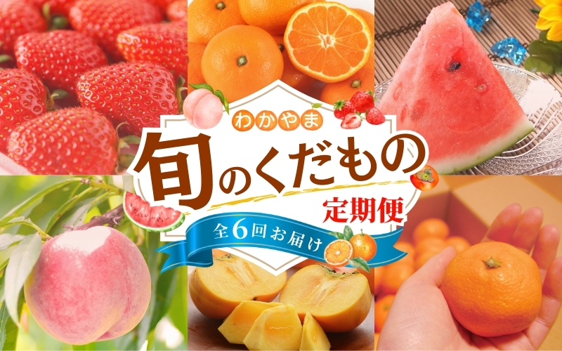 わかやま旬のくだもの定期便　全6回【Ｓ】※北海道・沖縄・離島への配送不可 （配送日時指定不可） / 定期便 フルーツ いちご イチゴ 清見オレンジ すいか 桃 柿 みかん 6回 和歌山【ard-tkb900A】 