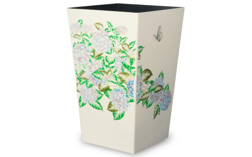 蒔絵調 ダストボックス M角 6.7L 紫陽花ホワイト タツクラフト 【Tk142】【ttcf922-maki-awh-6d7】