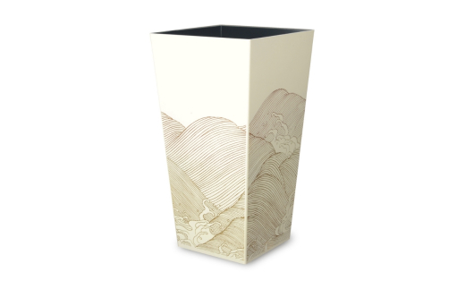 蒔絵調 ダストボックス L角 9.5L 波ホワイト タツクラフト 【Tk150】【ttcf922-maki-nwh-9d5】