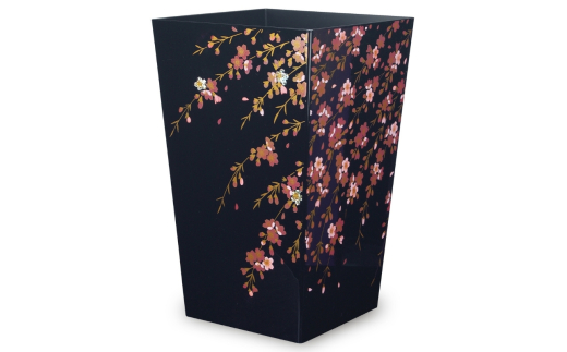 蒔絵調 ダストボックス M角 6.7L 桜ブラック タツクラフト 【Tk139】【ttcf922-maki-sbl-6d7】