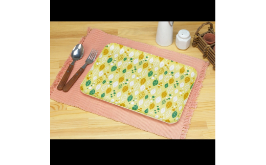 友禅染和紙トレー M 33cm 2枚セット オータムリーフ イエロー タツクラフト 【Tk274】【ttcf922-yuz33-aut】