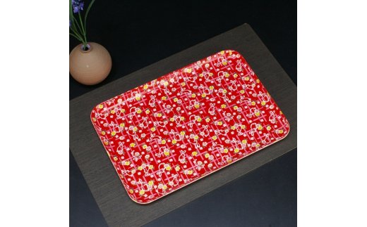 タツクラフト 友禅和紙トレー L 39cm 2枚セット 小花 舞うさぎ 【Tk322】【ttcf922-yul-6】