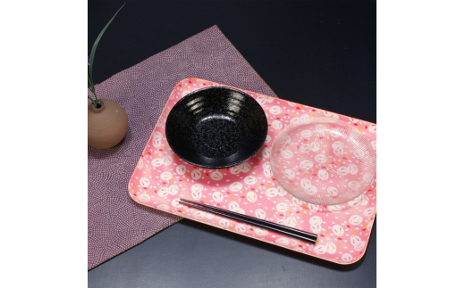 タツクラフト 友禅和紙トレー M 33cm 2枚セット 桜 雪うさぎ 【Tk303】【ttcf922-yum-1】
