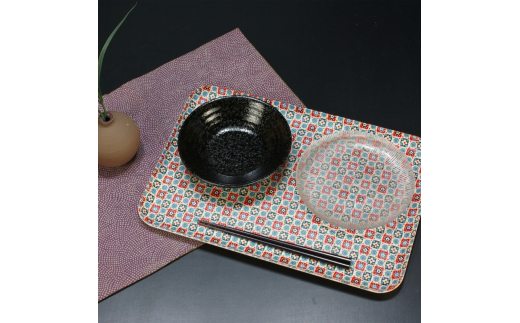 タツクラフト 友禅和紙トレー M 33cm 2枚セット 花入り格子 【Tk314】【ttcf922-yum-12】