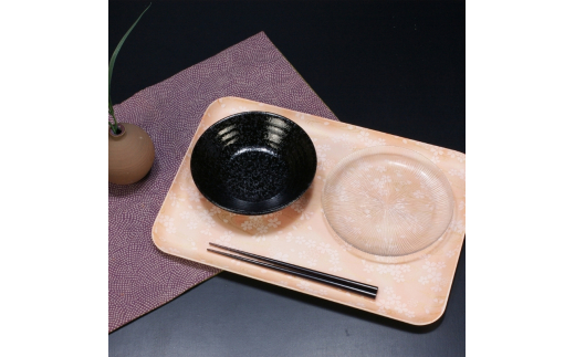 タツクラフト 友禅和紙トレー M 33cm 2枚セット 桜 流水紋 【Tk304】【ttcf922-yum-2】