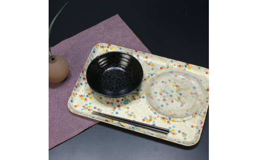 タツクラフト 友禅和紙トレー L 39cm 2枚セット 桜扇 金流水 【Tk326】【ttcf922-yul-10】