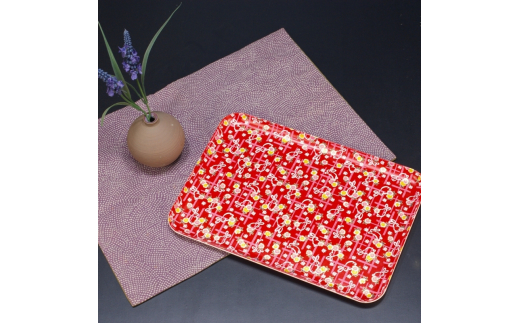 タツクラフト 友禅和紙トレー L 39cm 2枚セット 小花 舞うさぎ 【Tk322】【ttcf922-yul-6】