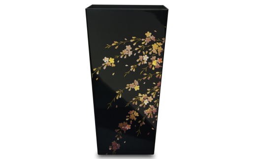 蒔絵調 ダストボックス L角 9.5L 桜ブラック タツクラフト 【Tk143】【ttcf922-maki-sbl-9d5】