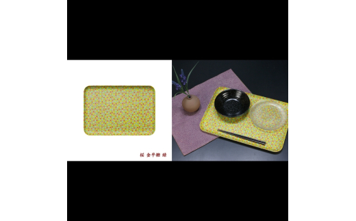 タツクラフト 友禅和紙トレー M 33cm 2枚セット 桜 金平糖 緑 【Tk311】【ttcf922-yum-9】