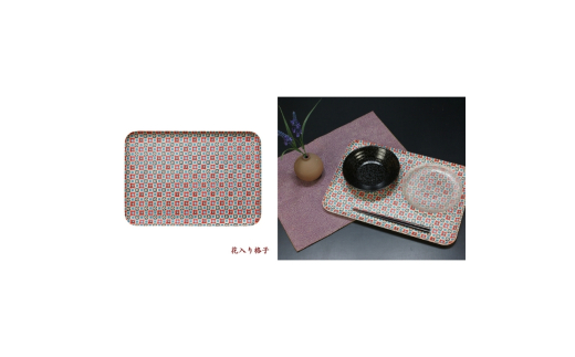 タツクラフト 友禅和紙トレー L 39cm 2枚セット 花入り格子 【Tk328】【ttcf922-yul-12】