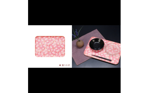 タツクラフト 友禅和紙トレー M 33cm 2枚セット 桜 雪うさぎ 【Tk303】【ttcf922-yum-1】