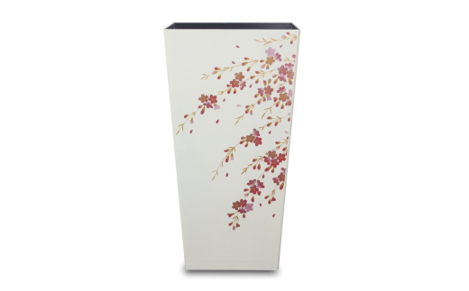 蒔絵調 ダストボックス L角 9.5L 桜ホワイト タツクラフト 【Tk148】【ttcf922-maki-swh-9d5】