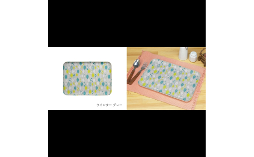 友禅染和紙トレー M 33cm ２枚セット ウインターリーフ グレー タツクラフト 【Tk287】【ttcf922-yuz33-win】