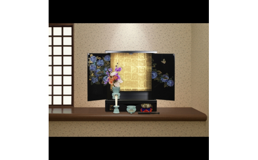 タツクラフト 紀州塗り ミニ仏壇 雅 大 紫陽花 【Tk169】【ttcf922-butu-laj】