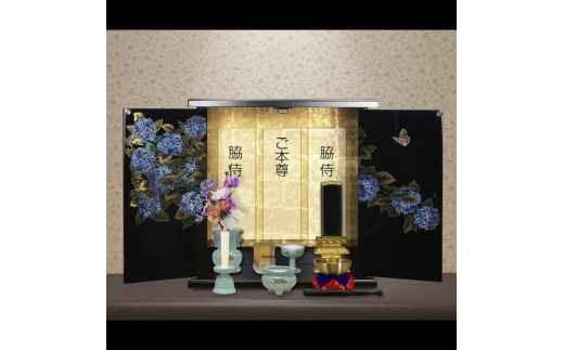 タツクラフト 紀州塗り ミニ仏壇 雅 大 紫陽花 【Tk169】【ttcf922-butu-laj】