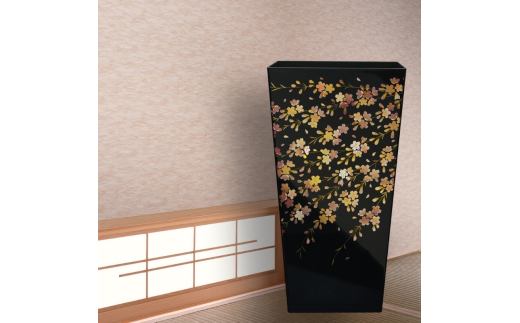 蒔絵調 ダストボックス L角 9.5L 桜ブラック タツクラフト 【Tk143】【ttcf922-maki-sbl-9d5】