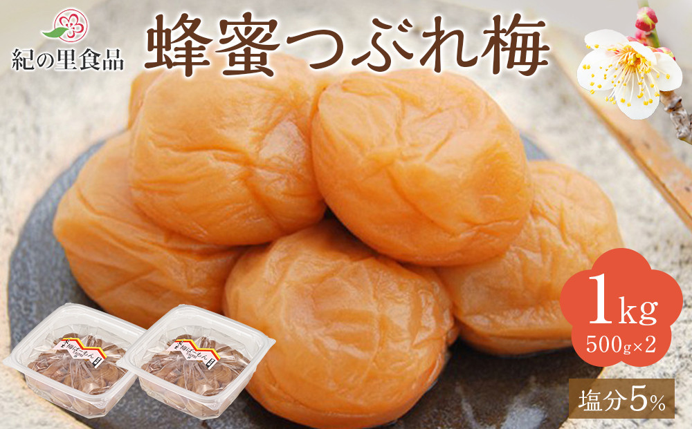 紀州南高梅 蜂蜜つぶれ梅 塩分5％ 1kg (500g×2) ［Kn22］