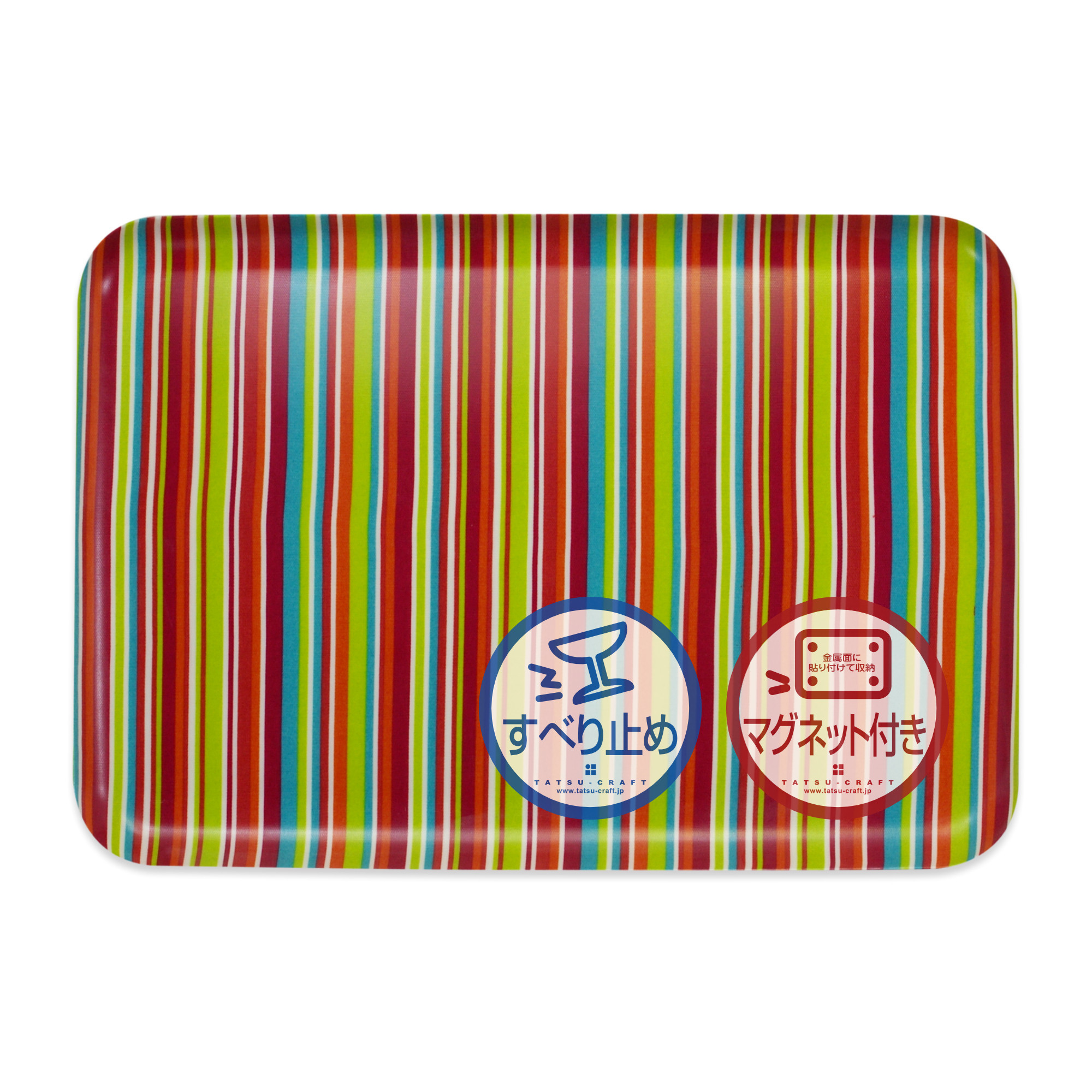 TATSU-CRAFT マグネットトレー L 39cm ミラノストライプ CP キャンディピンク すべり止め付き ［Tk1125］