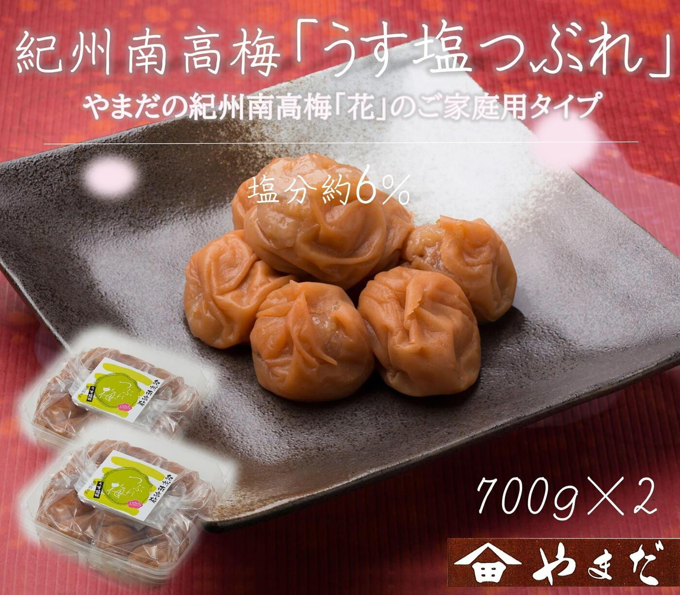 【定期便・2ヵ月毎 全5回】ご家庭用 紀州南高梅 うす塩 つぶれ 700g×2 ［YM15］