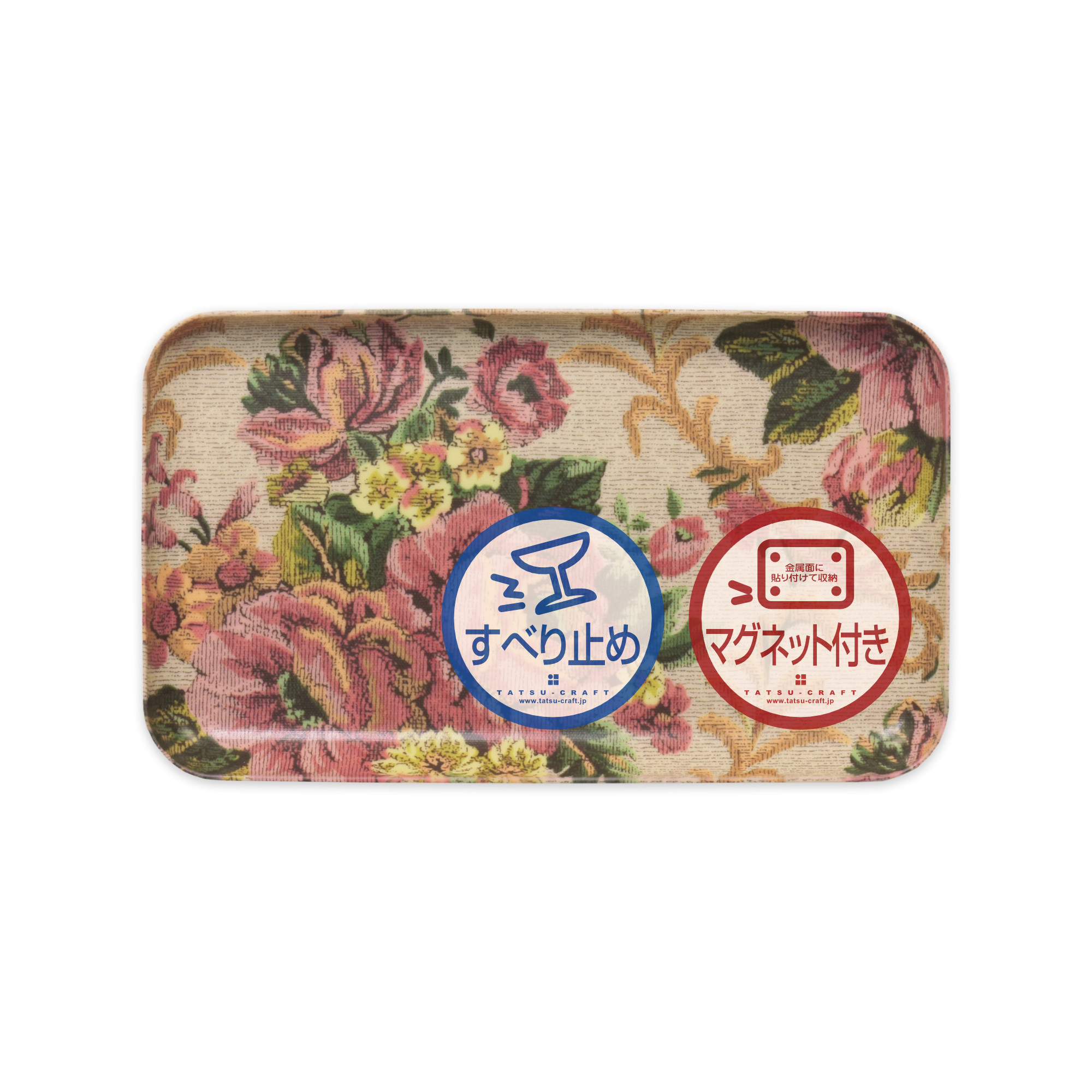 TATSU-CRAFT マグネットトレー SS 21.5cm ヴィクトリアン オールドローズ すべり止め付き ［Tk1038］