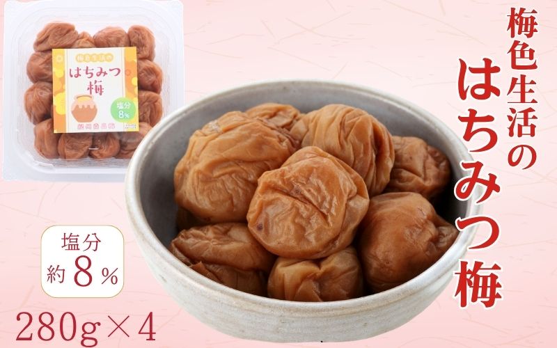 紀州南高梅 はちみつ梅 280g×4パック／塩分8％　　【kishusogo004】