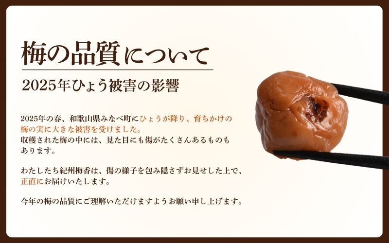無添加梅干し ひょう被害エール規格外はちみつ梅干し 1kg（500gパックx2個）塩分6% 甘酸っぱい 蜂蜜漬け 6-HYO ［KU12］【baiko016】