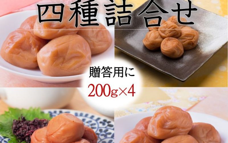 厳選 紀州南高梅 四種詰合せ 各200g×1 合計4箱 　yamada013A