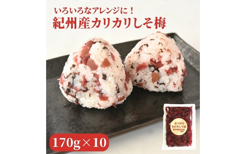 紀州産 カリカリ南高しそ梅 170g×10個 hjumys028