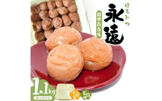 紀州南高梅永遠〔家庭用〕1.1kg/塩分約8％　【hjumys003B】