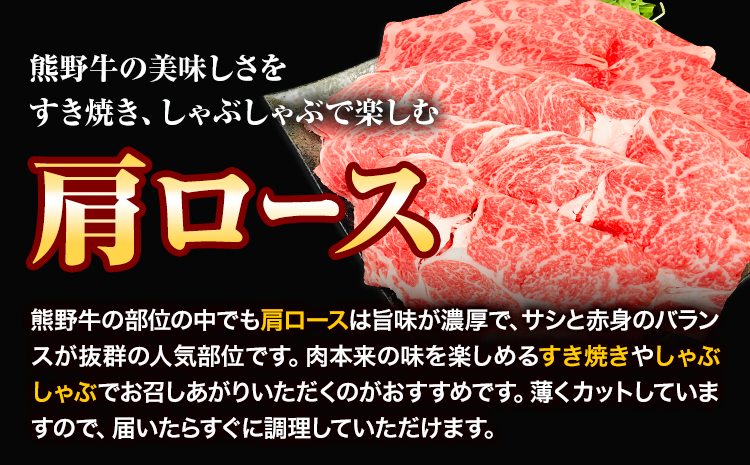 牛肉 熊野牛 肩ロース すき焼き しゃぶしゃぶ 600g 株式会社Meat Factory《30日以内に出荷予定(土日祝除く)》和歌山県 日高川町 熊野牛 牛 和牛 焼肉 ロース カタ すき焼き用 しゃぶしゃぶ用